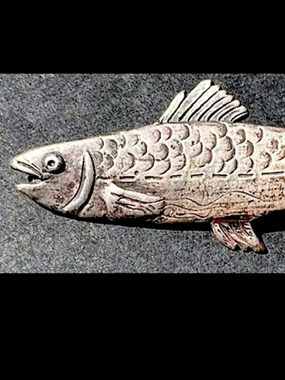 Vintage Sterling Silver FISH French Lyon Pin Brooch UNISEX
